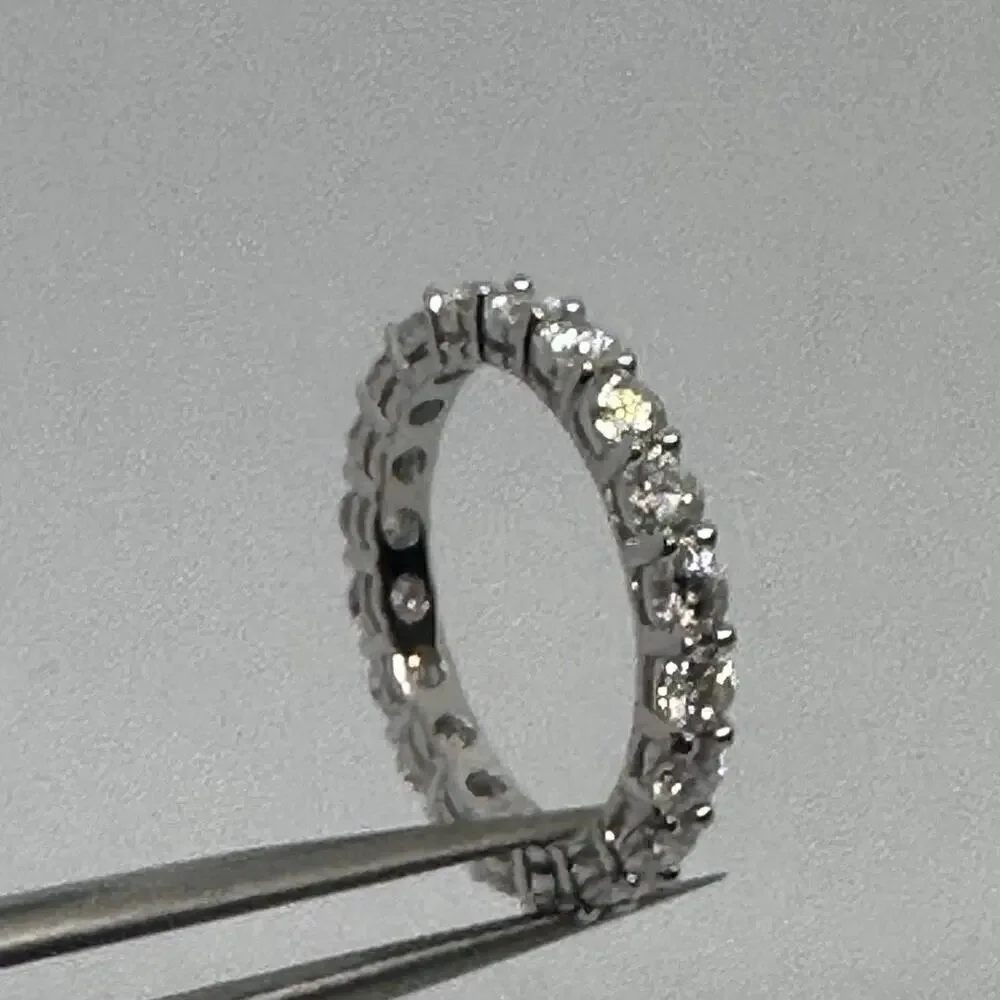 Moissanite Diamond Eternity Band Infinity Ring Pt950 Plated 925 GRA Size 6.5
